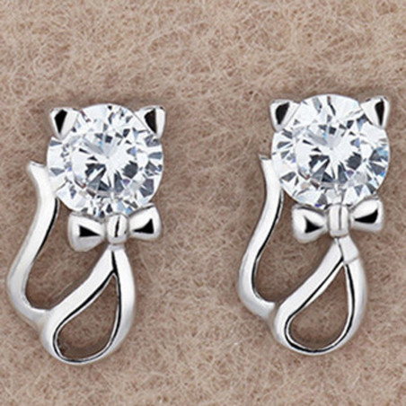Pendientes de gato con diamantes de imitación