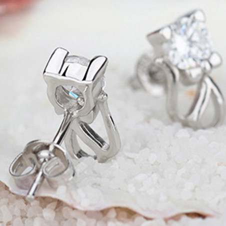 Boucles d'oreille chat strass