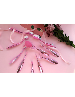 Set of 10 pink brushes