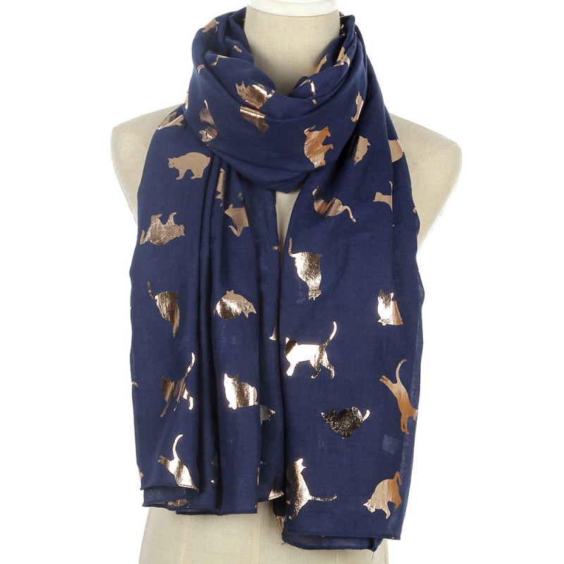 Foulard imprimé chat or