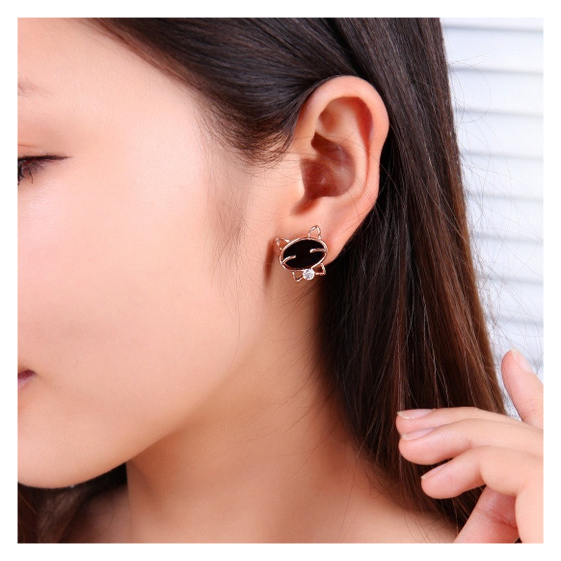 boucle d'oreille chat noir