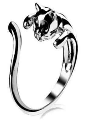 Anillo gatito cristal negro