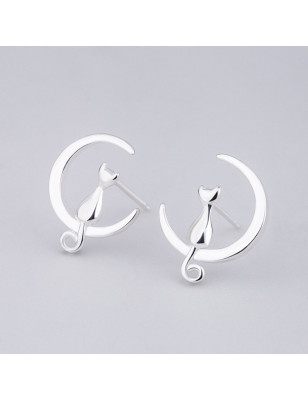 cat and moon earrings