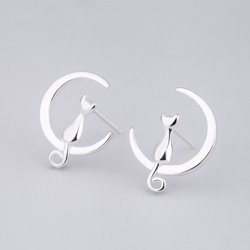 cat and moon earrings