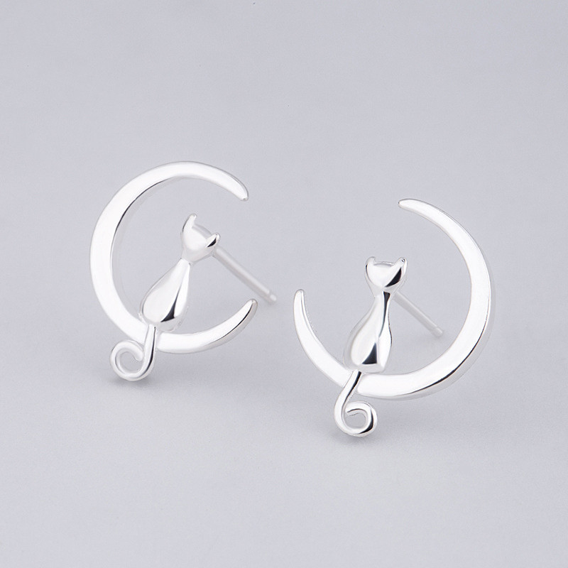 cat and moon earrings