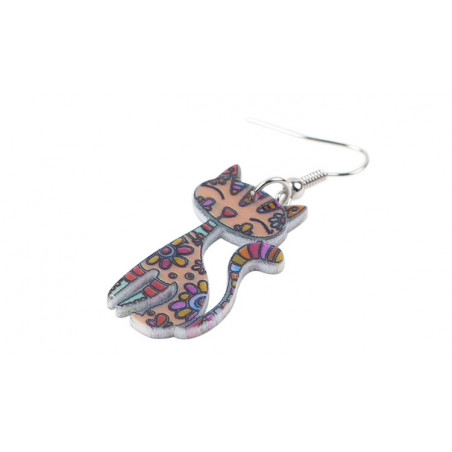multi-color fantasy cat earrings