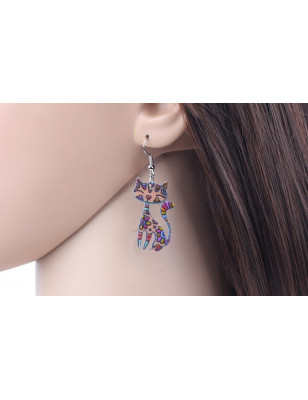 boucles d'oreille chat fantastique multi-couleur