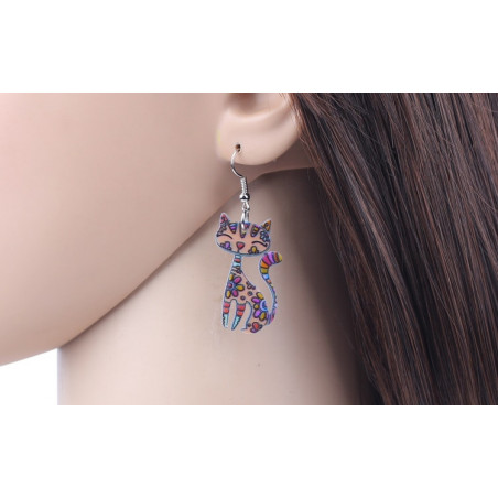 boucles d'oreille chat fantastique multi-couleur