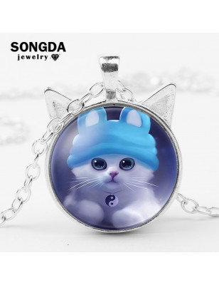 pendentif chat en verre mignon à oreille