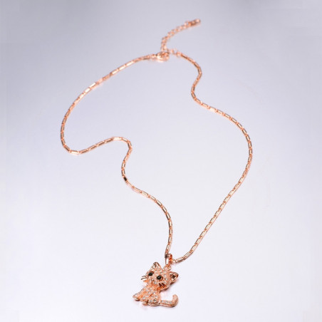 pendentif chat à strass rose