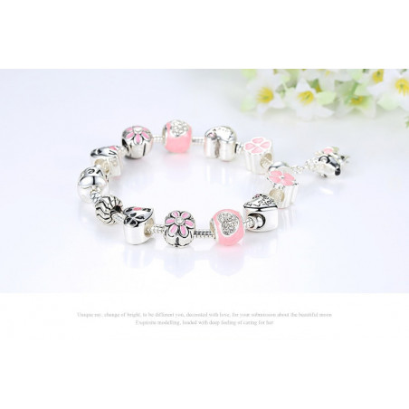 bracelet chien rose