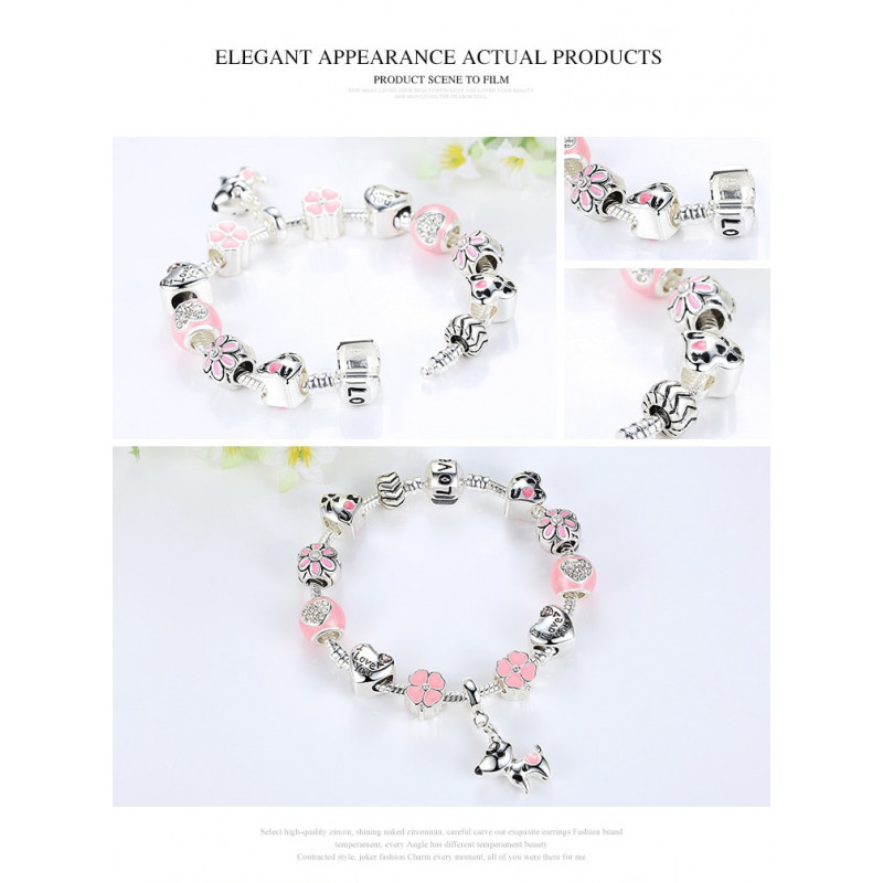 bracelet chien rose