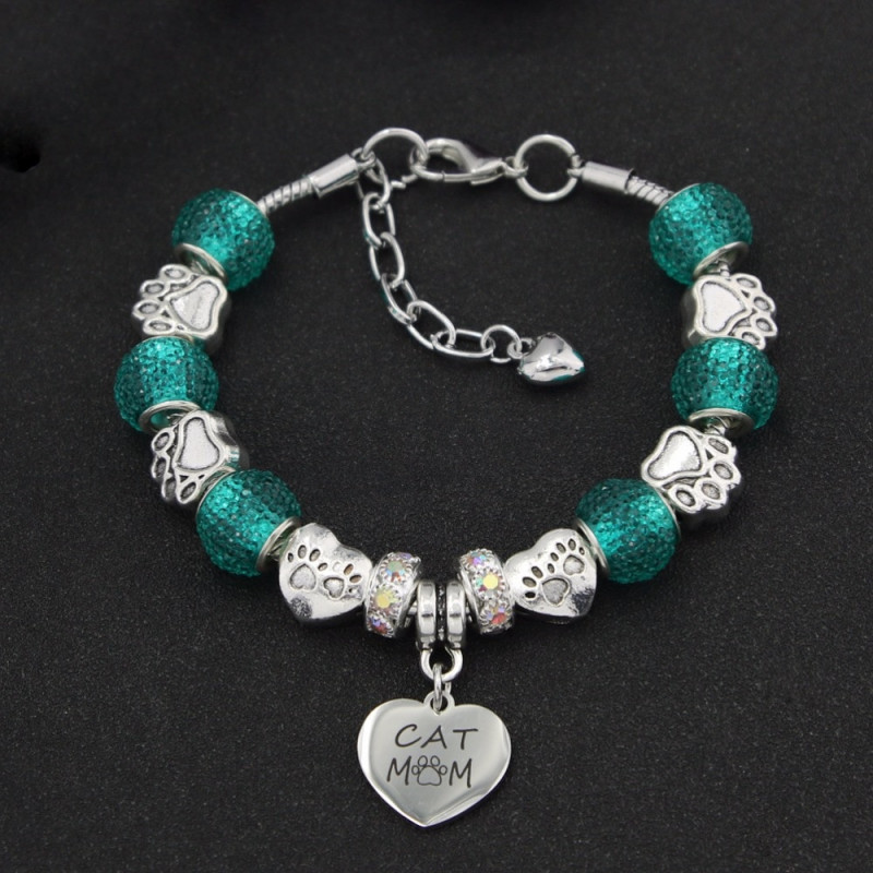 Green Cat Mom Bracelet