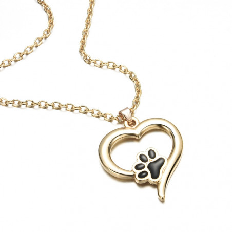 Pendentif Coeur patte de chat noir