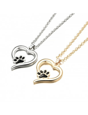 Pendentif Coeur patte de chat noir