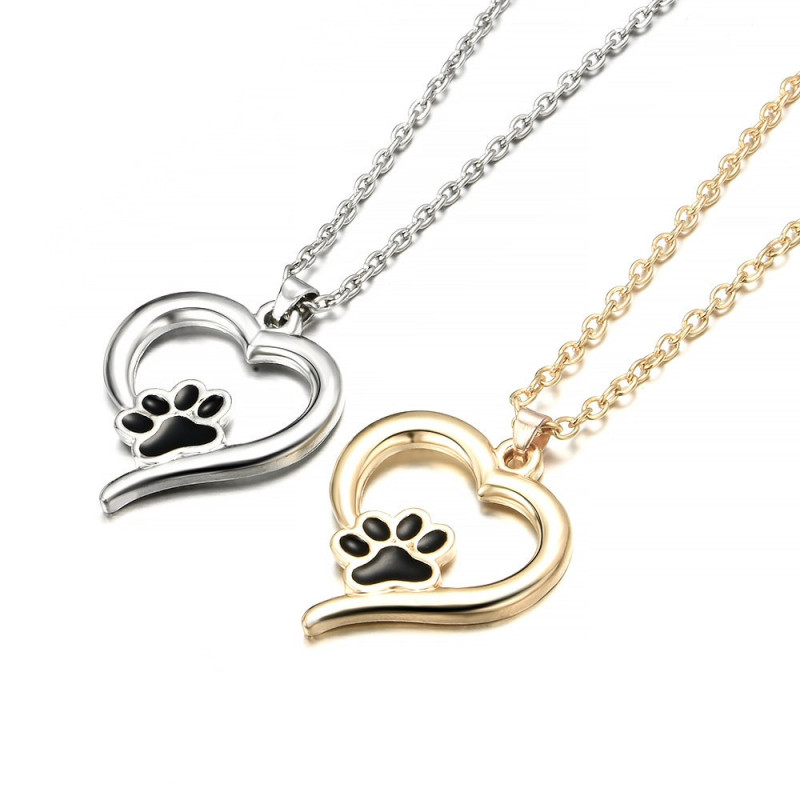 Pendentif Coeur patte de chat noir