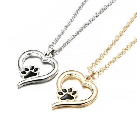 Pendentif Coeur patte de chat noir
