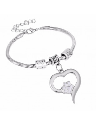 Bracciale cuore zampa di gatto