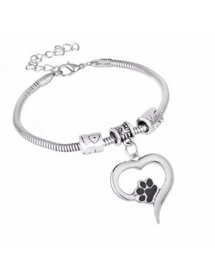 Bracciale cuore zampa di gatto