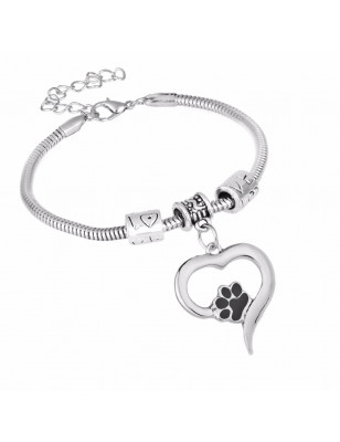 bracelet coeur à patte de chat