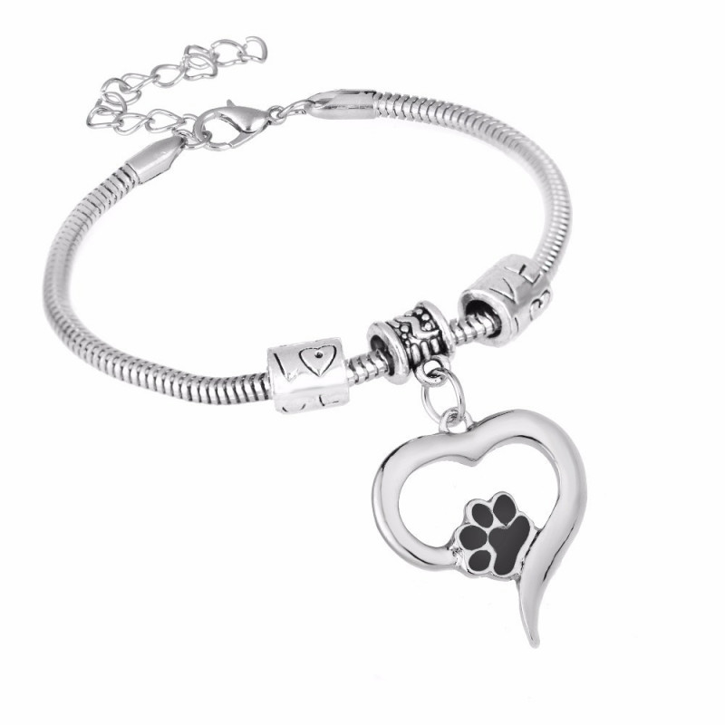 bracelet coeur à patte de chat