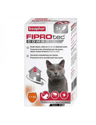 Beaphar, FIPROtec Combo, pipetas antiparasitarias para gatos y hurones