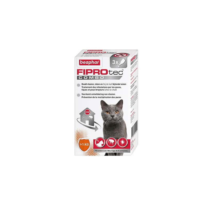 Beaphar, FIPROtec Combo, pipetas antiparasitarias para gatos y hurones