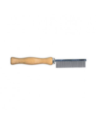 Flea comb with wooden handle