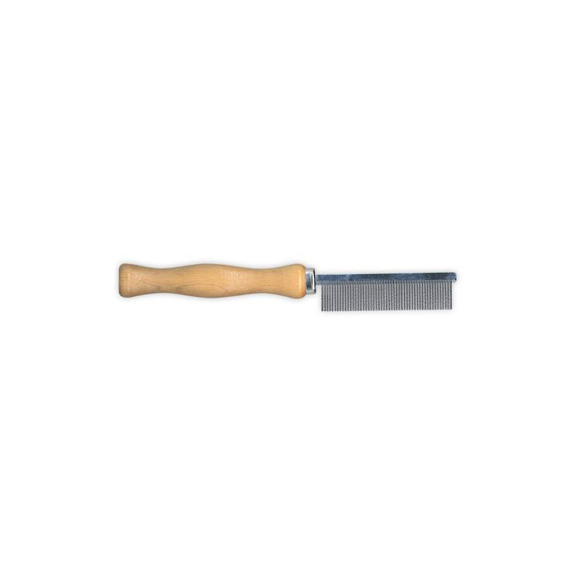 Flea comb with wooden handle