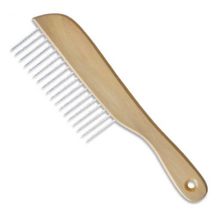 Peigne pour caniche à manche en bois, 22.5 cm