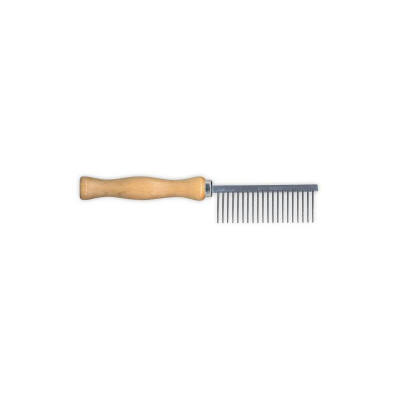 Wide comb with wooden handle, 17 cm