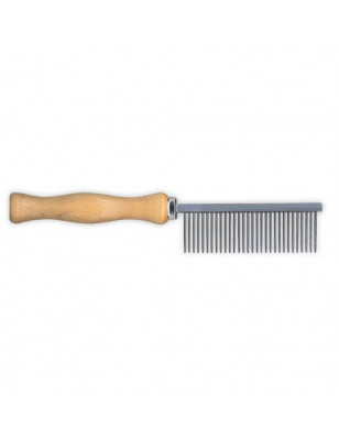 Medium comb with wooden handle, 17 cm