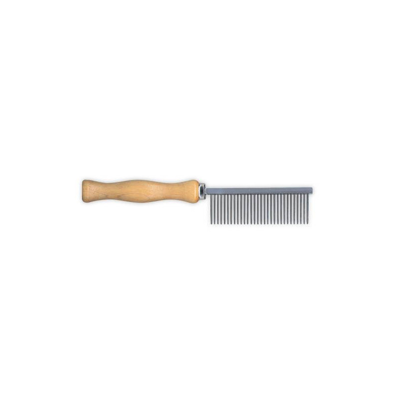 Medium comb with wooden handle, 17 cm