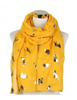 Gold cat print scarf