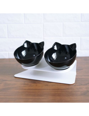 Inclined double Meow bowl