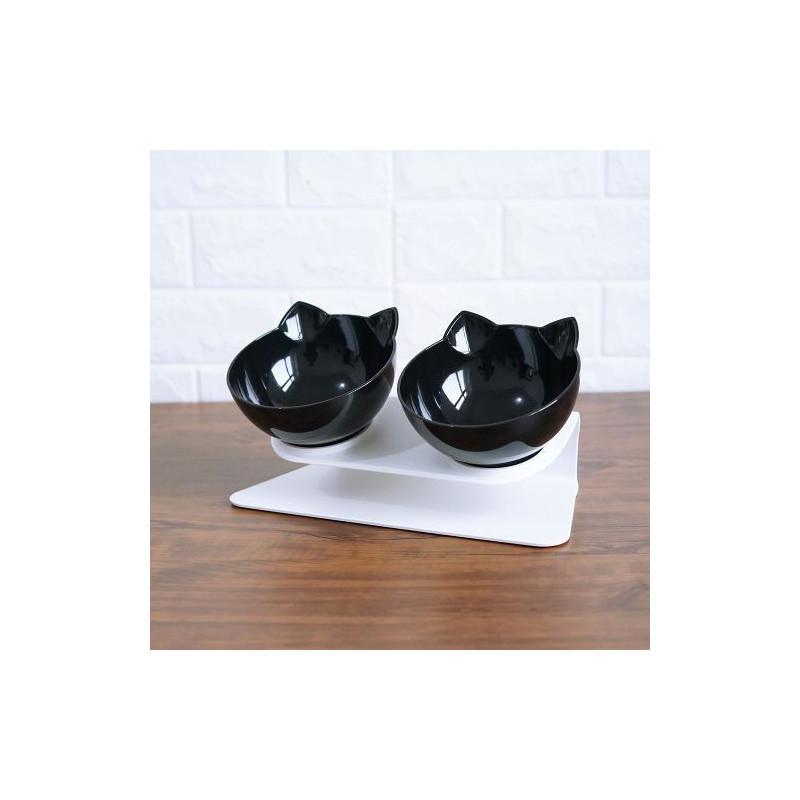 Inclined double Meow bowl