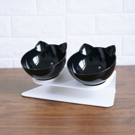 Inclined double Meow bowl