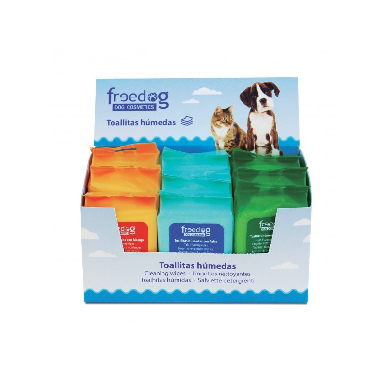 Perfumed wipes for the hygiene of dogs and cats