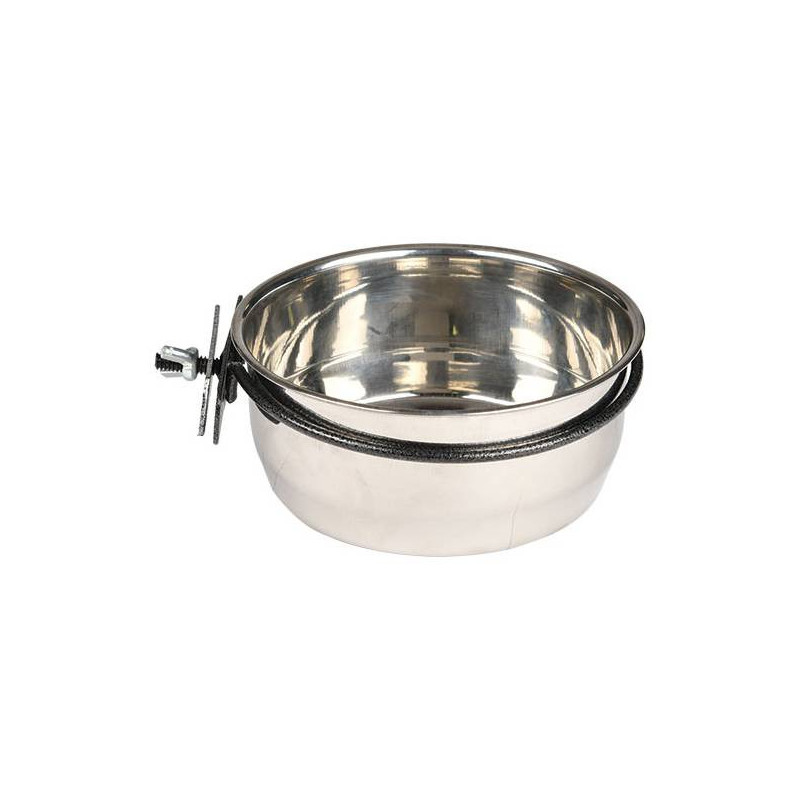 Stainless steel bowl with cage clip