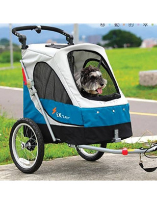 Dog stroller with cheap grooming table on top