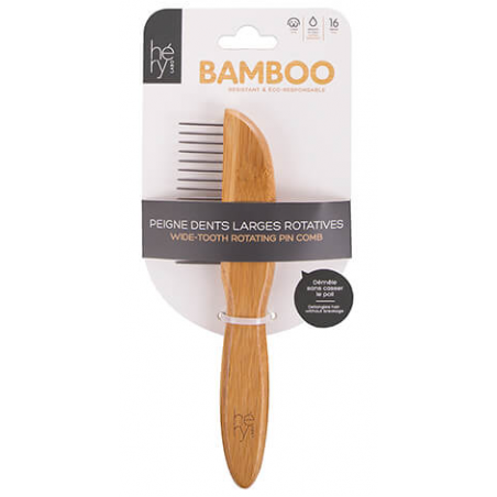 PEIGNE BAMBOU DENTS LARGES ROTATIVES