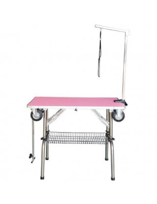 Single Gallows Folding Table with Wheels Pink