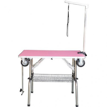 Single Gallows Folding Table with Wheels Pink