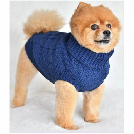 Pull Fantaisie Bleu Torsadé