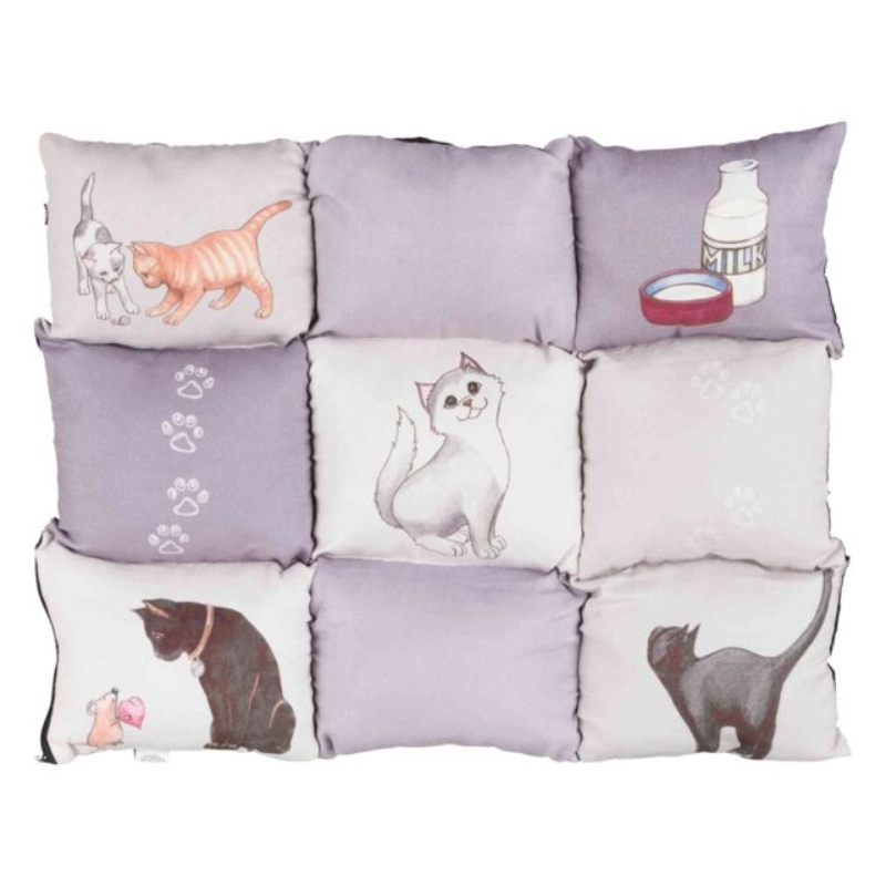 Matelas Patchwork Cat gris en velours pour chat Trixie