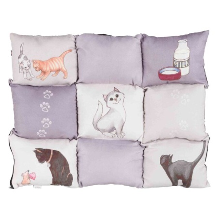 Matelas Patchwork Cat gris en velours pour chat Trixie