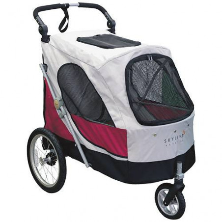 Poussette grande taille Aventura XL Petstro pour chien jusqu'à 45 kg, roues gonflables tout-terrain et pliage facile