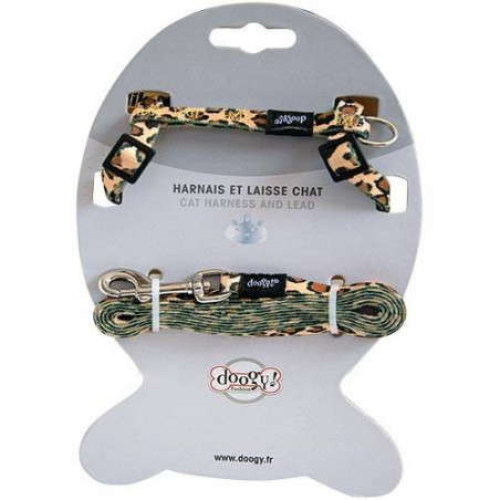 Arnés y correa Fancy Leopard para gatos Doogy