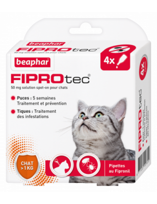 FIPROtec, antiparasitic pipettes with Fipronil cat x4