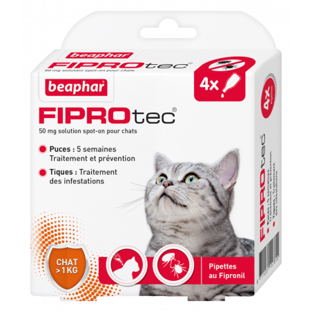 FIPROtec, antiparasitic pipettes with Fipronil cat x4